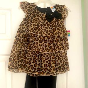 24 months girl matching outfit. Black leggings and top